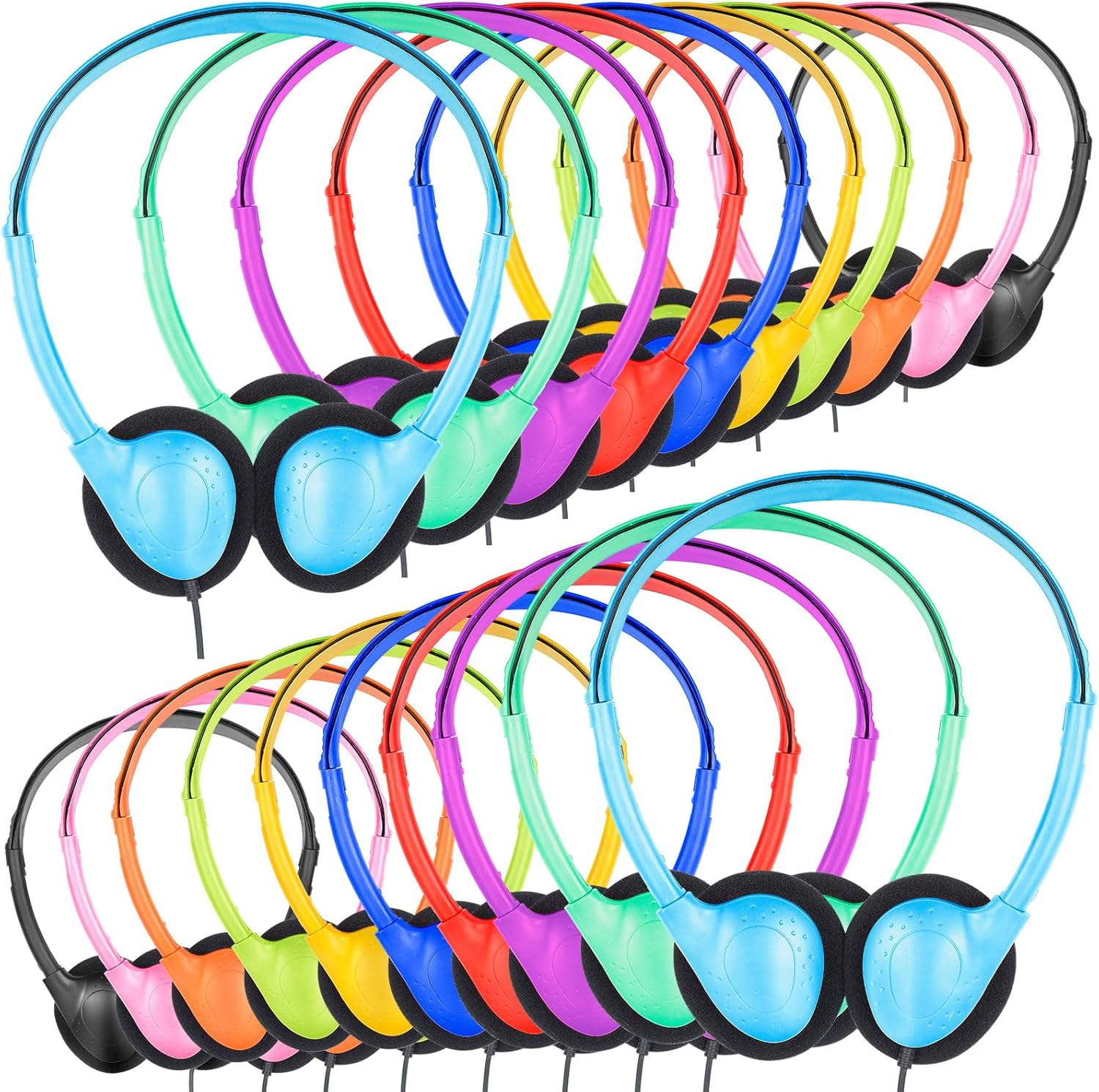 Classroom Headphones Bulk 15 Pack for School Kids Wholesale Earphones Class Set