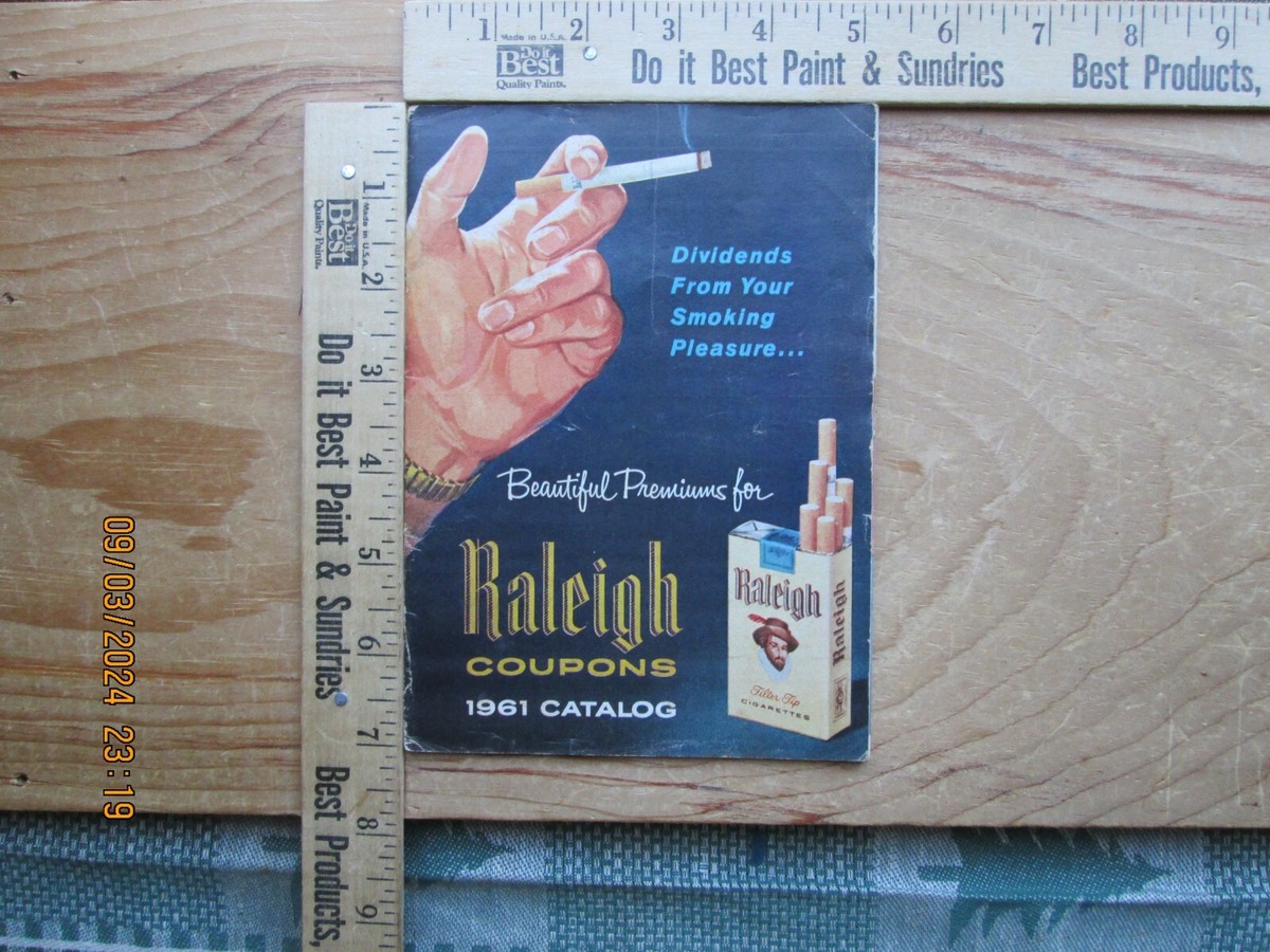 tobacco free catalog Course mounting holes centered at top and bottom Raleigh Tobacco coupons catalog 1961