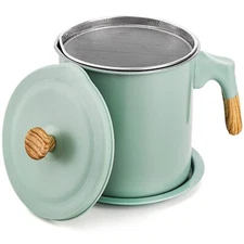 Bacon Grease Container With Strainer 1.4l/48 Oz Stainless Steel Oil Filter Pot F