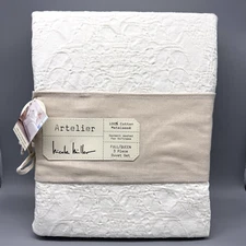 3pc Nicole Miller Artelier Ivory Queen Duvet Cover Sham Set Matelasse Cotton