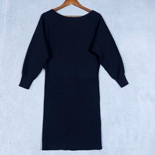 J. Crew Sweater Dress Women's XS Black Knit Long Sleeve Boat Neck Stretch Career