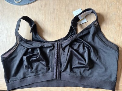 Delimira BH Damen Frontverschluss BH bügellos fester Halt schwarz Gr. 48E NEU