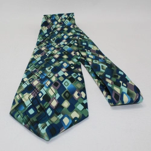 J. Garcia Mens Tie Lady with Argyle Socks Blue Green Geometric Collection 58 - product listing photo