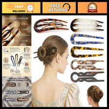 6PCS Tortoise Shell U Shape Hair Pins, Anti-Slip Hair Clips for Strong Hold Buns