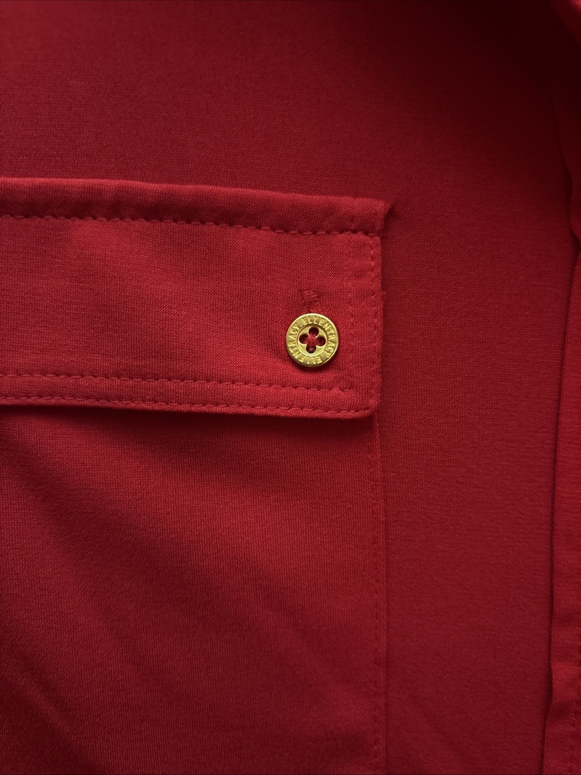 Ellen Tracy small button collared red three-quart… - image 2