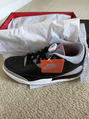 New Men s DS AIR JORDAN 3 RETRO OG BLACK/FIRE RED-CEMENT GREY Size 12