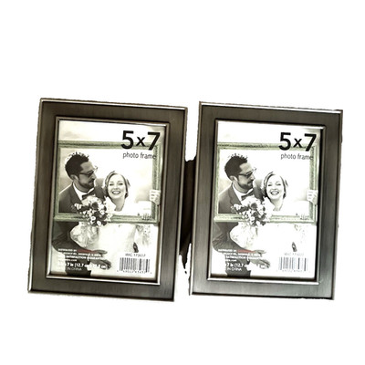 2 Brushed Silver Frames Fits 5'' by 7'' - Hanging or Sitting Frames - NEW