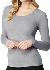 New 32 Degrees Heat Women’s Long Sleeve Scoop Neck Base Layer Shirt M Grey