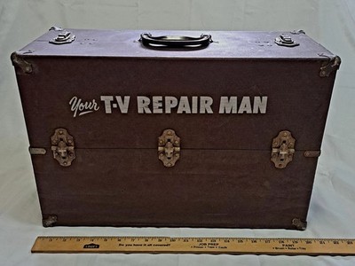 Vintage 'Your TV Repairman' Fold Out Service Case W/15 Untested Radio Tubes