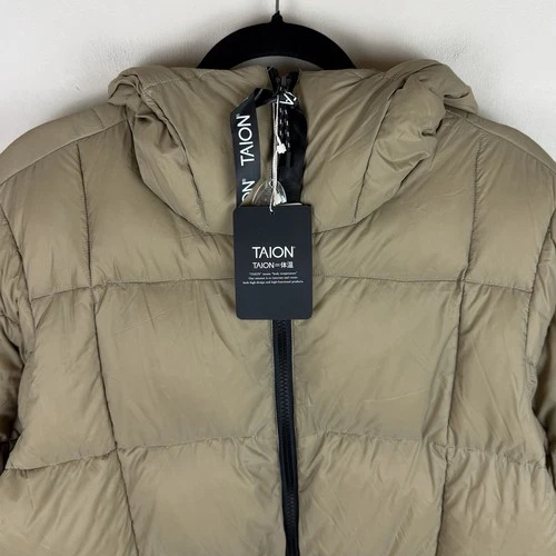 Taion Puffer Jacket Mens Medium Beige Mountain Volume Hooded Down Jacket BNWT  image 2