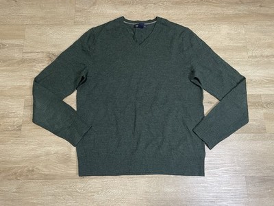 Banana Republic Extra Fine Merino Wool Mens Sz M Pullover Sweater Gray Preppy