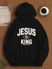  Jesus is King Hoodie Plus Size Men's Jesus is King Hoodie - Casual Gray Polyes