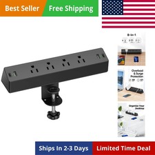 Desk Clamp Power Strip with USB-A and USB-C Ports, Desktop Mount Surge