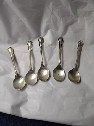 5 R Wallace Sons Pat. 1890 Sterling Silver Spoons 1.80 Ounces