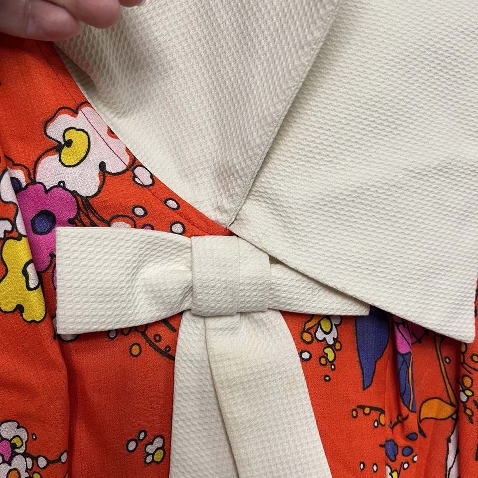 Винтажный 60-х яркий цветной длинный макси платье с белый воротник/бант цветок питания богемное 4 - Изображение 4 из 4