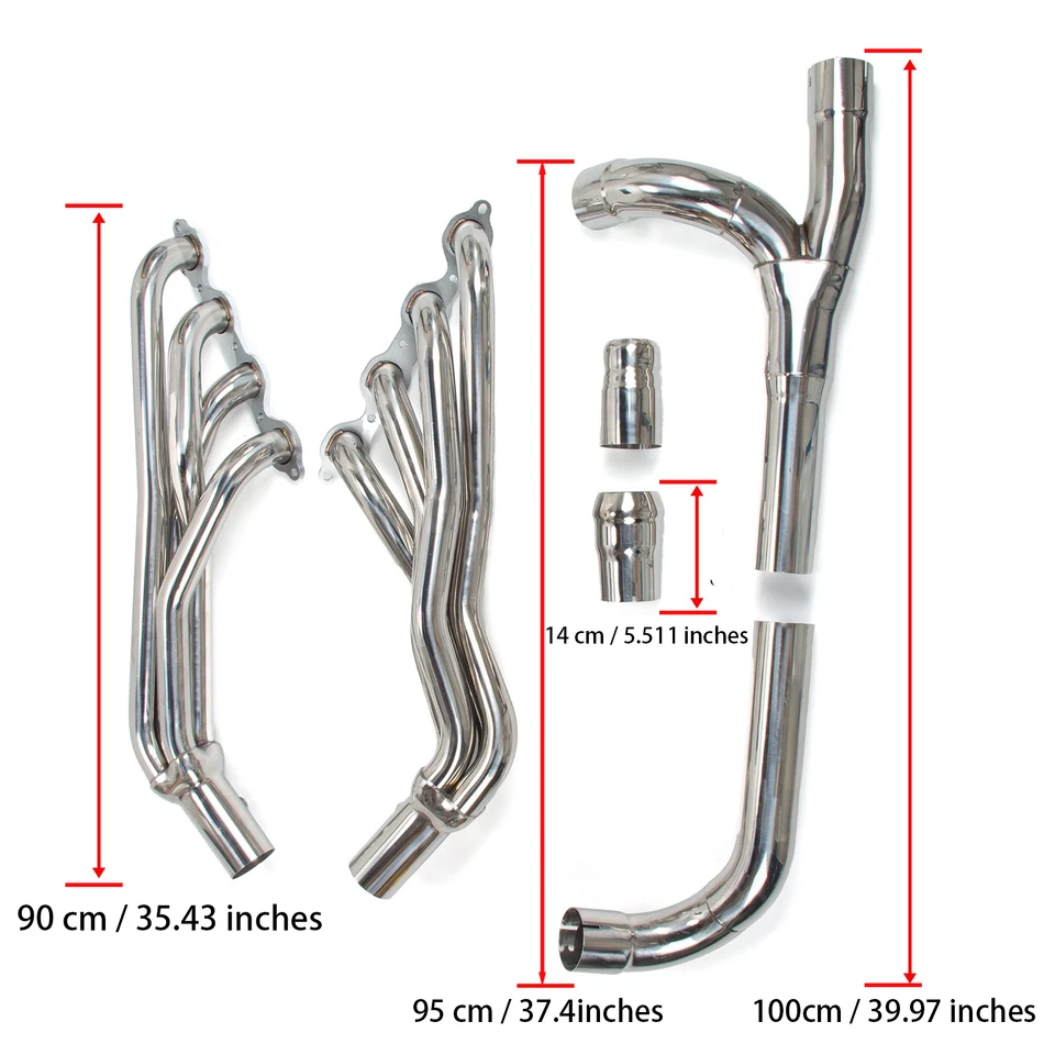 Long Tube Exhaust Headers + Y-Pipe for 2014–2017 Chevy GMC 1500 5.3L 6.2L V8 - Image 4 of 4