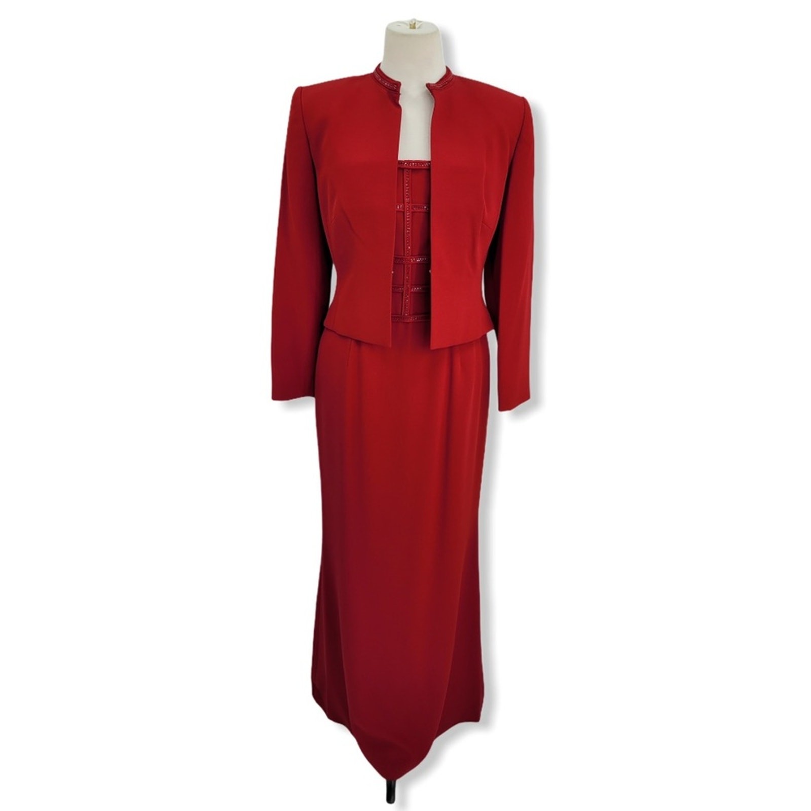 Daymor Couture Red Long Evening Gown & Jacket Size 4 NWT