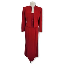 Daymor Couture Red Long Evening Gown & Jacket Size 4 NWT