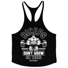 Men YBack Gym Stringer Tank Biceps Don’t Grow on Trees Cotton Arm Workout Top