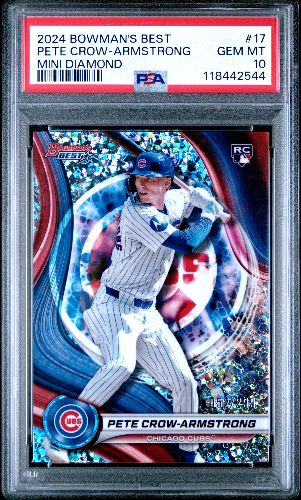 2024 BOWMAN'S BEST MINI DIAMOND #17 PETE CROW-ARMSTRONG 52/299 PSA 10