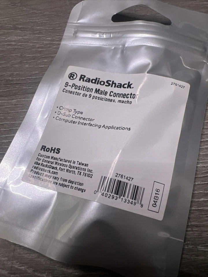 RadioShack 9 Pin · Male Crimp-Type D-Sub Connector No. 276-1427 - Image 2 of 2
