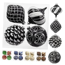 Christmas Ball Ornaments 4.7" Large Black Christmas 4.7"/4pcs Glitter Black 3
