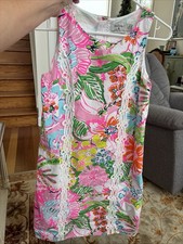 LILLY PULITZER TARGET NOSIE POSEY PINK&WHITE FLORAL SUMMER SHIFT Child DRESS XL