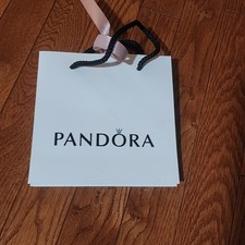 Pandora White Ring/Charm Box with Pink Ribbon Shopping Bag Gift