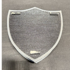 Raiders Shield Shaped Logo Coaster Set, Black White Gray, 4 Piece, Used
