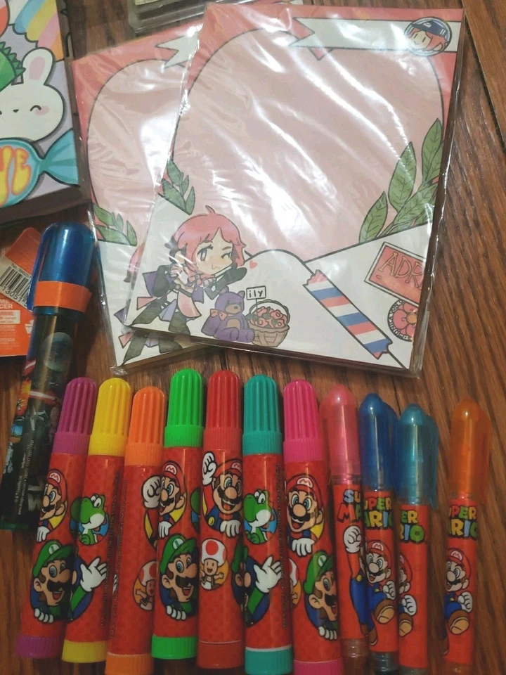 Lote de útiles escolares, lápices, cuadernos, marcadores, Super Mario, Star Wars  Foto 3 de 4