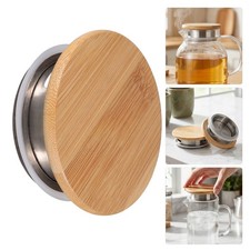 8 pcs Water Jug Lid - 3.6" Pitcher Lid with Bamboo Top, Stainless Steel
