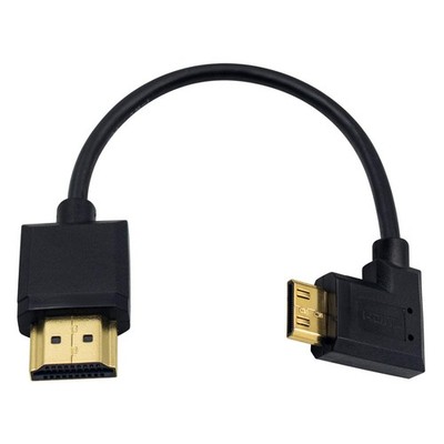 Ultra-Thin Short 90 Degree HDMI to Mini HDMI Cable 6inch/15cm, Left Angled Mi...