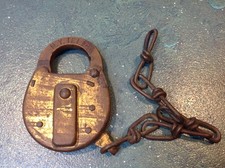 VTG Corbin "N. Y. Tel. Co." Chain Padlock Made in USA 3.5X2.5'' NO Key W/ Chain