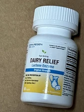 Puregen Labs Dairy Relief Fast Acting Lactase Enzyme 3000 FCC 90Caps Exp 2028
