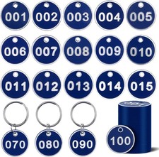 Key Tags 1-100 Numbered Round Metal Labels Key Tag Home Office and Garage