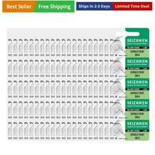 364 SR621SW 1.55V 0% Hg Silver Oxide Watch Battery 100 Batteries Made in Japa...