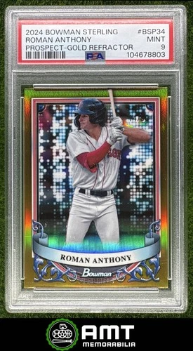 Roman Anthony PSA 9 2024 Bowman Sterling 14/50 Prospect Gold Boston Red Sox 8803