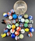 ANTIQUE MARBLE LOT-35 MIXED MARBLES- LARGE BEAR SULPHIDE, SWIRL AND MACHINE MADE — photo 2