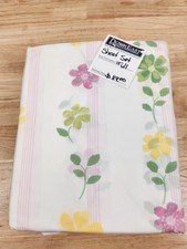 Pottery Barn Kids Striped Flowers Sheet Set Sz Twin With 1 Sham NOS Cottage