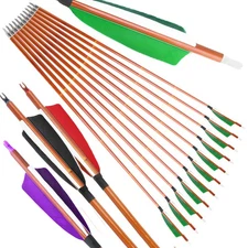 30" Archery Carbon Arrows SP500 Feathers Bamboo Skin Hunting Target Bow Shooting