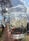 Beautiful Vintage Anchor Hocking ? Glass Sun Tea Pitcher Floral With Ice Lip 👀