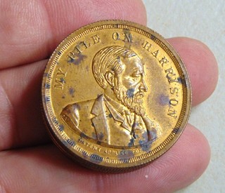 Benjamin Harrison Reid 1892 coin medal badge 3 D campaign political