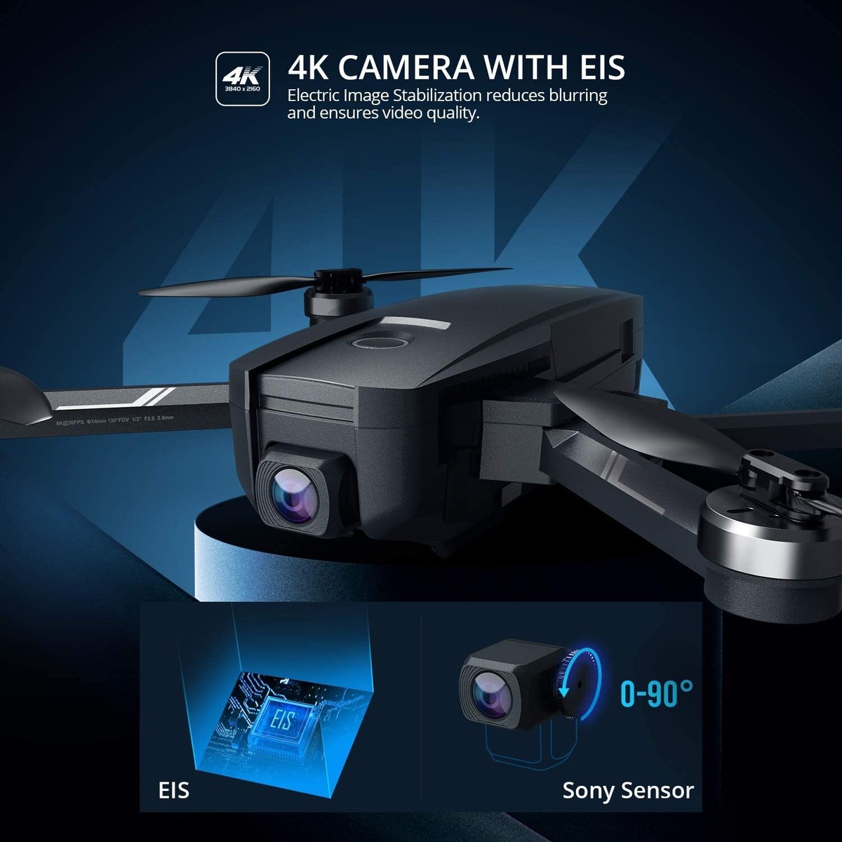 Holy Stone HS720E GPS Drone with 4K EIS UHD 130°FOV Camera for