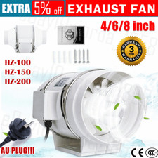 4/6/8" Silent Fan Extractor Duct Hydroponic Inline Exhaust Industrial Vent oz