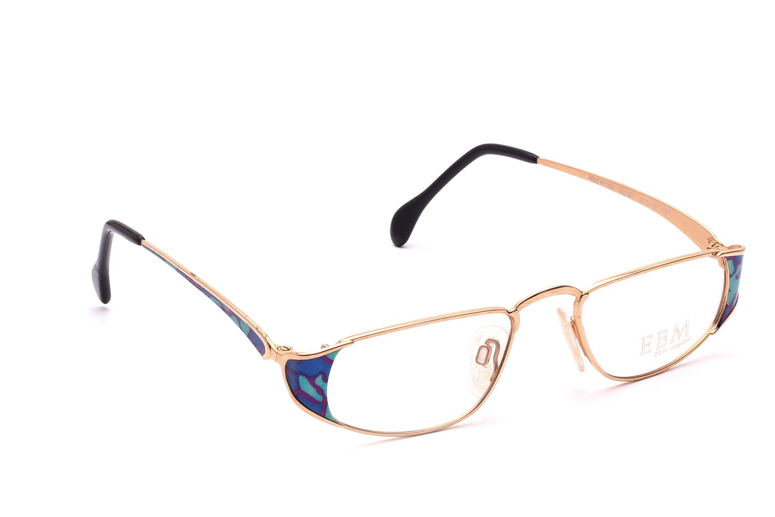 Brille Fassung Винтажный EBM Золотой Blau Türkis Damen Halbbrille 50-19 мм B8