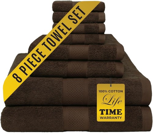 Cotton Towel Set Oakville Velour 6-Piece 100% – Chocolate Brown