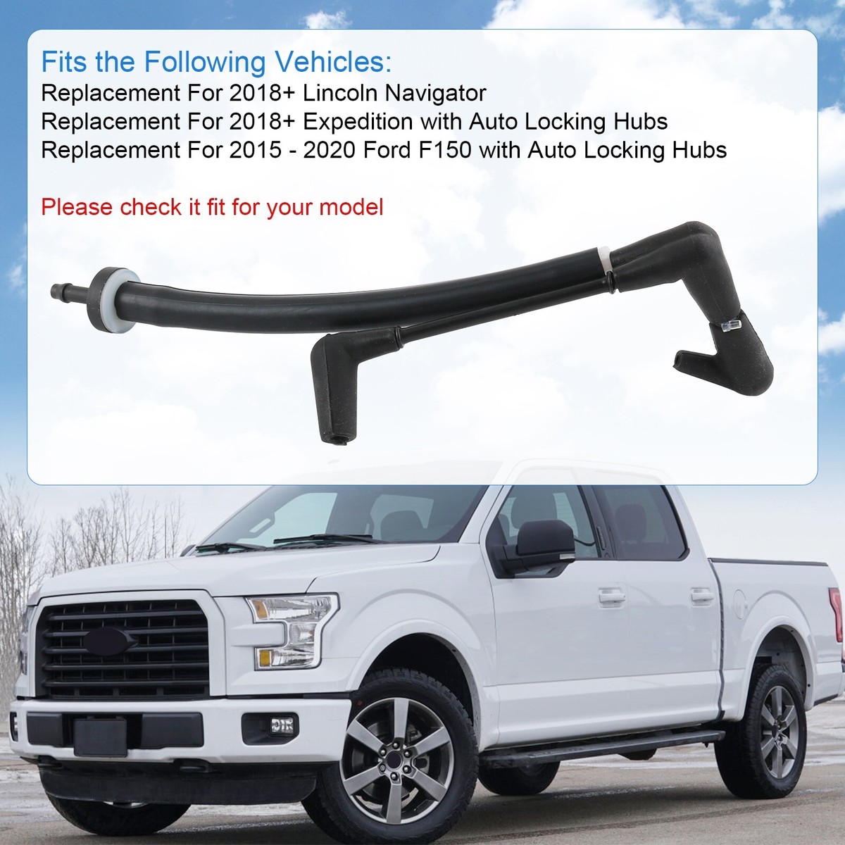 Auto Hub Lock Vacuum Line Tube Check Valve Fit For Ford F150 2015-2020 4x4 4wd - View #6