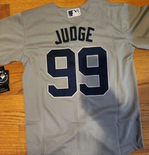 NWT youth customized yankees #99 aaron judge size L-XL gray stitched *new