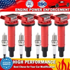 4 Pack Ignition Coils & Spark Plugs For Toyota Camry Rav4 Highlander 2.4L UF333
