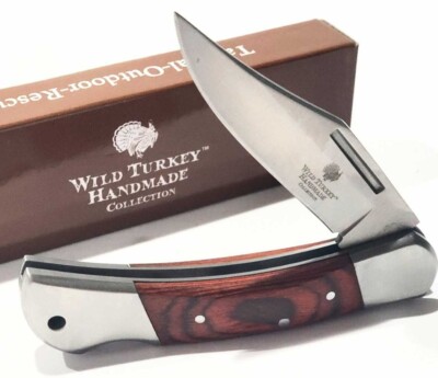 Snake Eye Brown Wood Clip Point Blade Lockback Hunting Folding Pocket Knife EDC